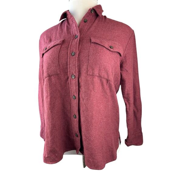 Madewell Flannel Flap Pocket Oversized Ex Boyfriend Shirt Dusty Burgundy Small - Picture 3 of 13